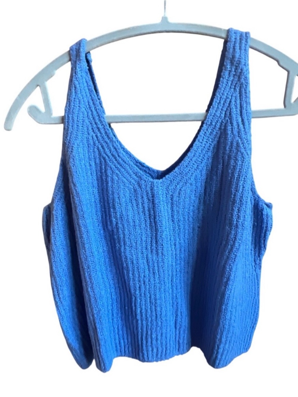 Nation LTD Blue Ribbed V-Neck Tank— read description size M